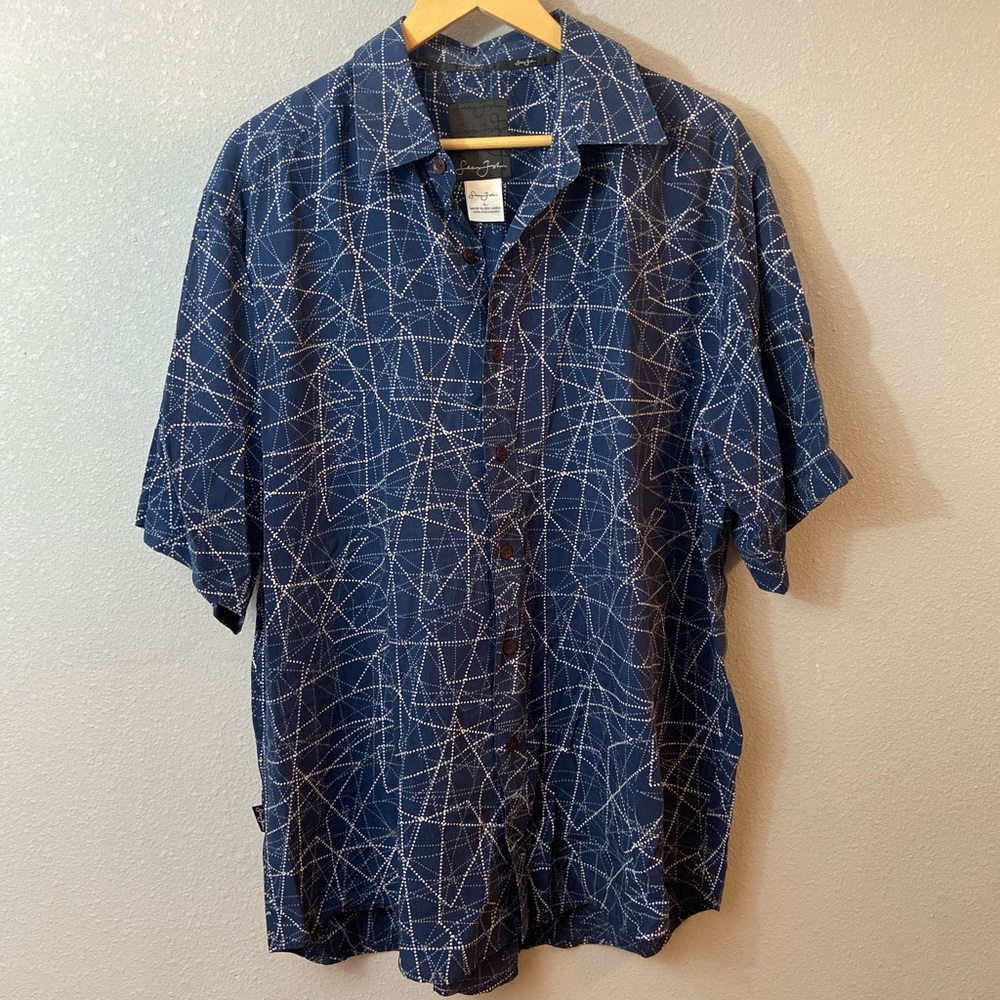 Sean John Mens Button Up Shirt Blue Large